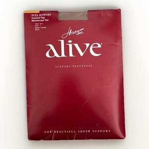 VTG Hanes Alive Support Control Pantyhose Style 810 Size F Barely There Brown